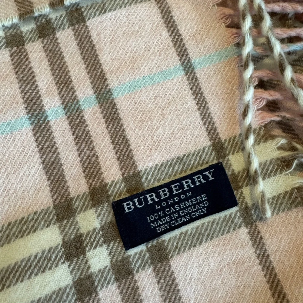 Burberry Pink Plaid Fringe Scarf - Picture 2 of 2